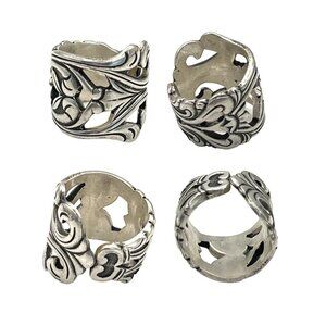 Spoon Ring Unisex size 7.5 Stainless Steel Floral Scroll Intricate Artisan